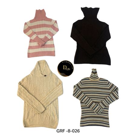 Y2K High Neck Sweater | Vintage Women’s Knitwear | Wholesale. (GRF-8-026)
