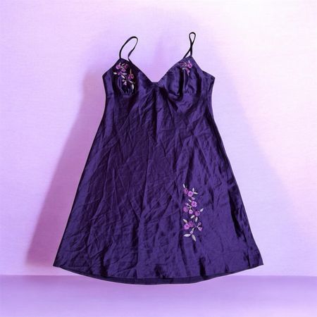 TH502 Y2K Embroidered Silk Cami Dress Vintage Slip Dress