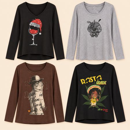 Y2K Graphic Long Sleeve Tops Bundle