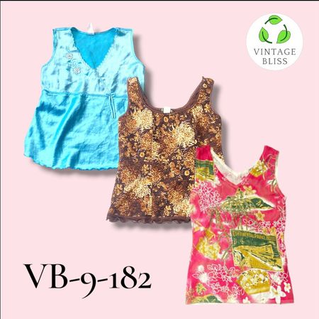 Y2K Printed Poly Blouse Short Sleeve Wholesale Bundle (VB-9-182) 8 piece
