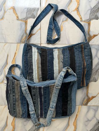 Upcycled Denim Cross Body Tote Bags