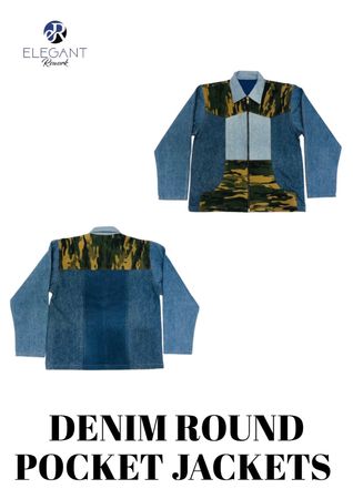 Upcycled Denim Round Pocket Jackets - EVR015