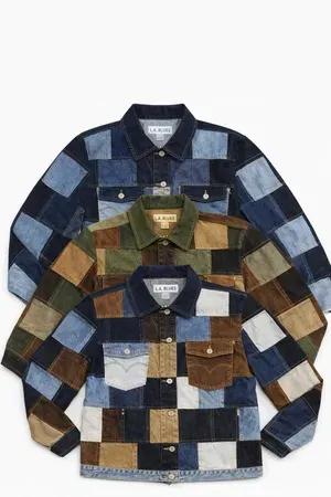 Veste en denim à carreaux pcyclés CR2224