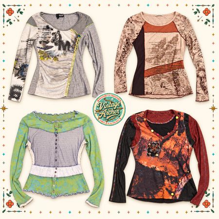 Retro Abstract Graphic Long Sleeve Tops Mix :10pcs (B14)