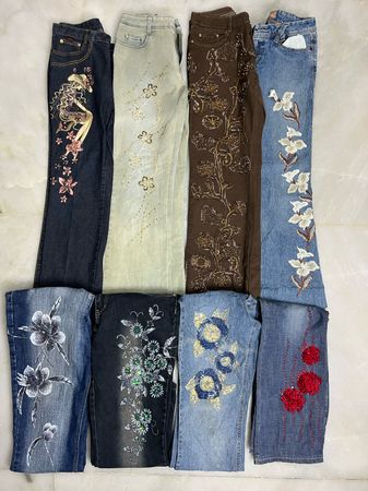 Y2k Verziert & Bestickte Jeans und Capri Bundle
