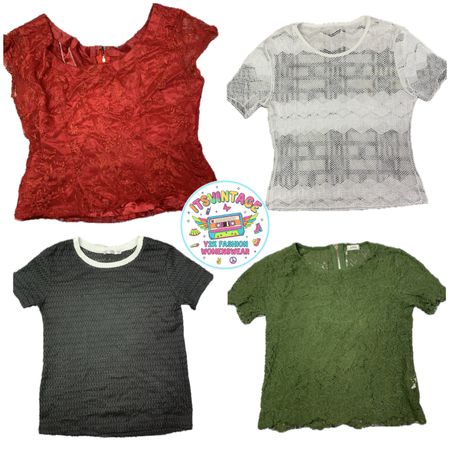 Vintage Y2K Lace & Mesh Top Bundle – 12pcs | VR339
