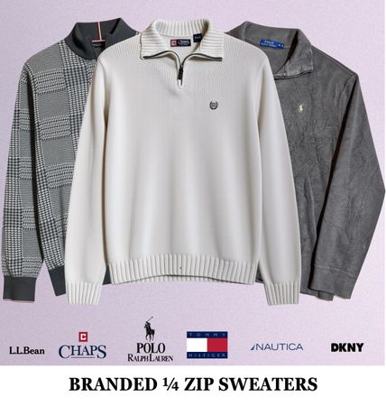 Premium 1/4 Zip Sweater einschließlich Ralph Lauren & Tommy