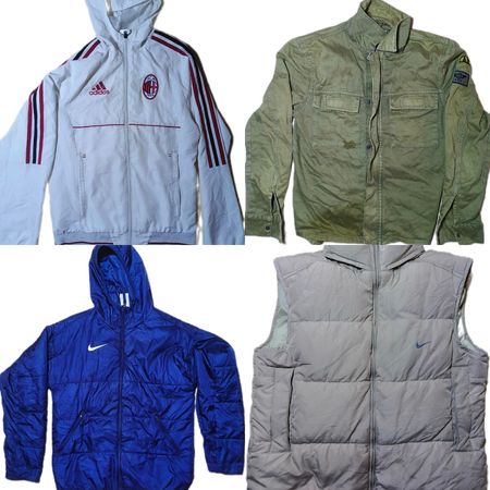 Rare Vintage Branded Jackets & Vests Mix Bale | Nike, Adidas, Levi's, Champion, FILA, Denim | Grade A+B | 8 PCS