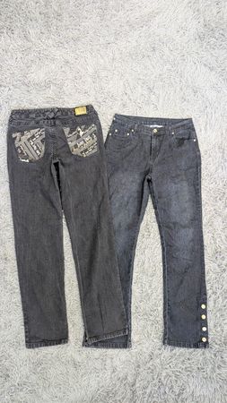 ***Y2K Flare Jeans – Embroidered Statement Denim Mix