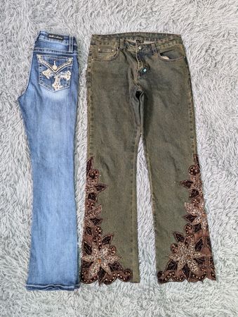 ***Y2K Low & Mid Rise Embellished Flare Jeans
