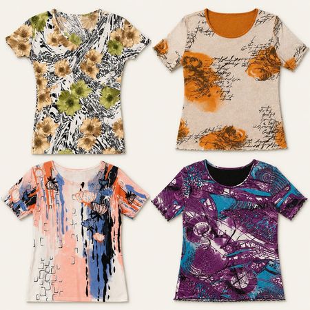 Y2k Abstract Print Tees