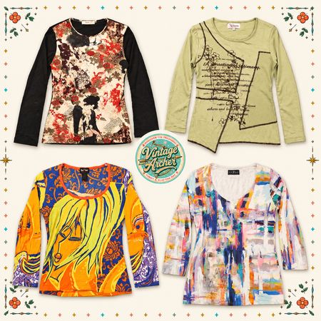 Retro Artistic Graphic Long Sleeve Tops Mix :10pcs (B12)