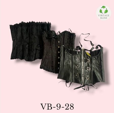 Pacchetto all'ingrosso di corsetti vintage neri Y2K misti stili (VB-9-28) 8 pezzi
