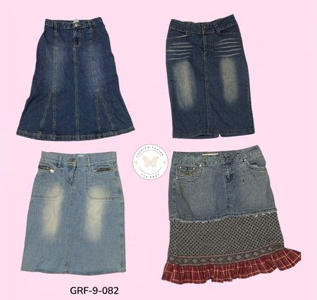 Y2K Denim Midi Skirts | Vintage 2000s Women’s Denim Skirt Collection | Wholesale (GRF-9-082)