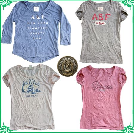 Vintage Baby Tees Bundle Abercrombie Hollister Guess Cap Sleeve Fitted Graphic Tops - Lot A23
