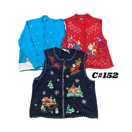 Großhandels Vintage Weihnachts Pullover Bundle | 10 Stück Damen Feiertags Cardigans Mix (Heirloom Collectibles, Studio, Talbots M-3X) C#152
