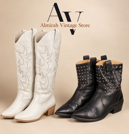 Bottes en cuir cowboy vintage