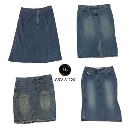 Women’s Denim Long Skirt – Rare Authentic Y2K Fashion. (GRV-8-220)