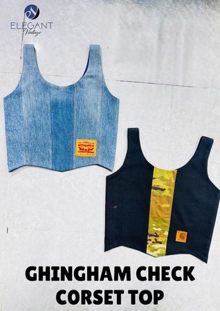 UPCYCLED Levis & Carhartt Gingham Check Corset Tops - EV0670