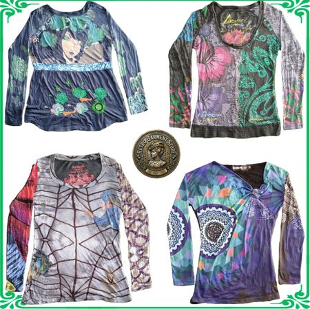 Y2K Desigual Long Sleeve Blouses Bundle
Retro Art Print Boho Tops - Lot A46