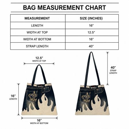 Upcycle embroidered flame tote Bag TR633