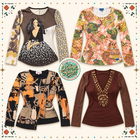 Retro Y2K Graphic & Abstract Long Sleeve Tops Mix :10pcs (B13)