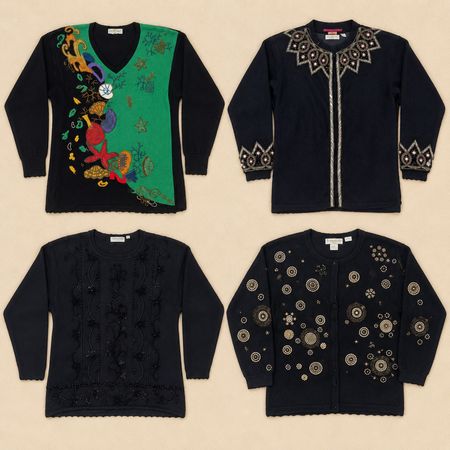 Y2k Embellished Black Sweaters