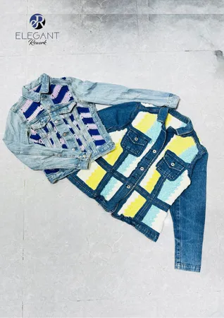 Vestes en patchwork de denim recyclé et poncho - EVR0486