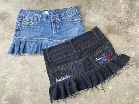 Jupon mini à volants en denim Y2k revalorisé