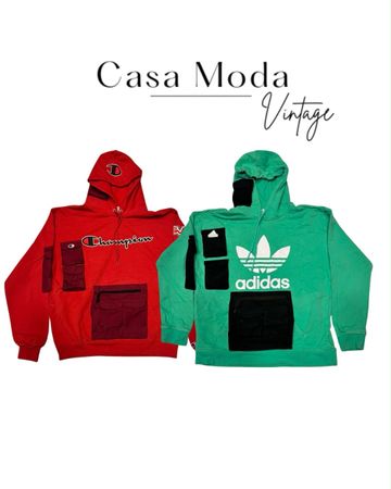 110926-1 Upcycled woven pocket hoodies 10 pcs