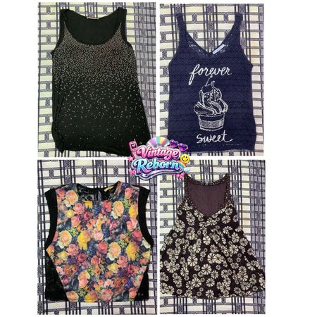 Y2K Vintage Printed & Embellished Tank Top Bundle | VR-336
