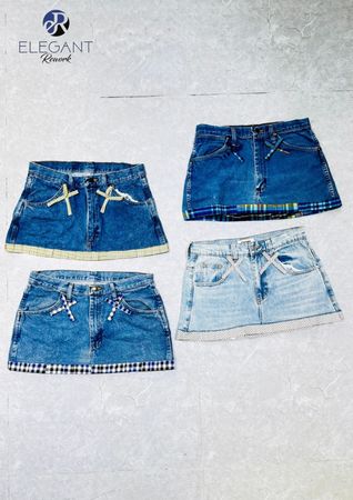 Upcycled Denim Mini Skirts - EVR0376