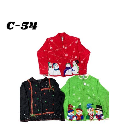 Pacote de Suéteres de Natal Vintage por Atacado | 10 peças de Cardigans de Férias Femininos Mistos (Tiara International, Studio, Carly St Claire(S-XL) C#54