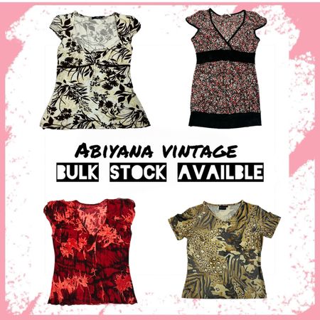 Y2K Mesh Tops Bundle - Floral, Animal Print & Empire Waist Tops-AV-156