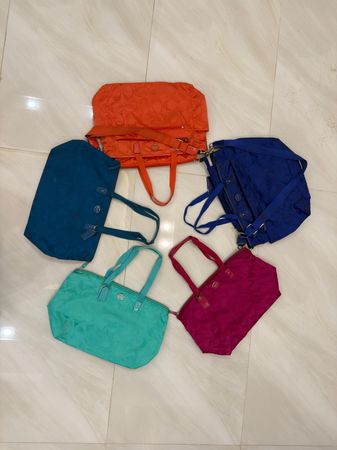 Bundle Lot of 5 Coach Nylon Tote Bags – Colorful Signature Set