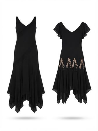 (FV-2058) Y2K Black Aesthetic Party wear Details Dress
