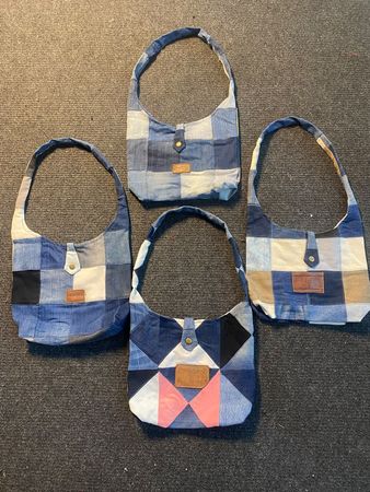 Denim Upcycled Patchwork Shoulder Bags Serial -0009