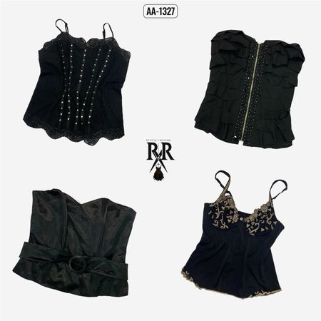 Y2k Black Gothic Cami Tops (AA-1327)