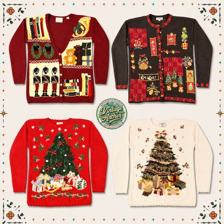 Vintage Heavy Knit Novelty Xmas Jumpers: 10pcs (CM3)
