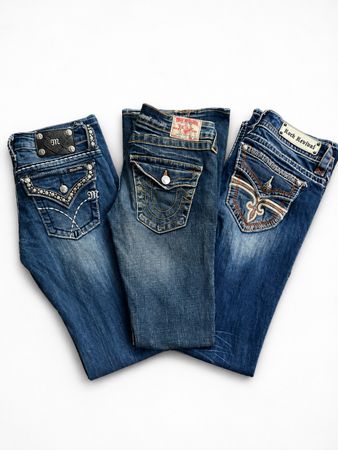 Miss me true religion and rock revival bootcut and straight jeans