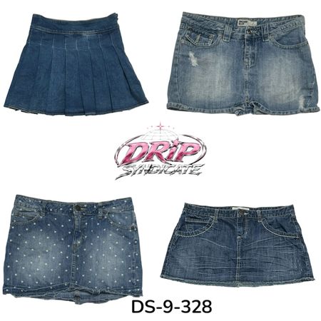 Saia Mini de Denim Y2K Para um Estilo de Rua Sem Esforço (DS-9-328)