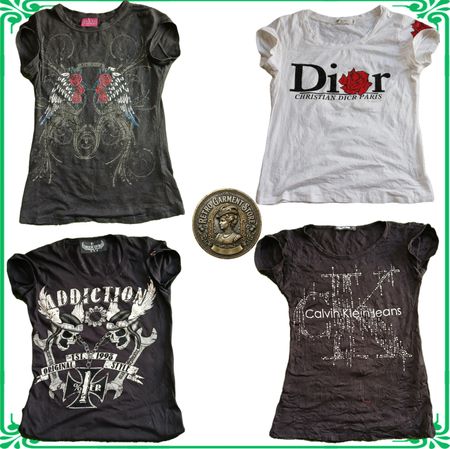 Vintage Y2K Mixed Brand Short Sleeve Blouses Tops Bundle Lot A112