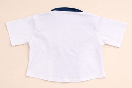 CR2131 Upcycled Denim Panel Crop Top