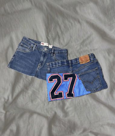 Upcycled Denim Jersey Skirt