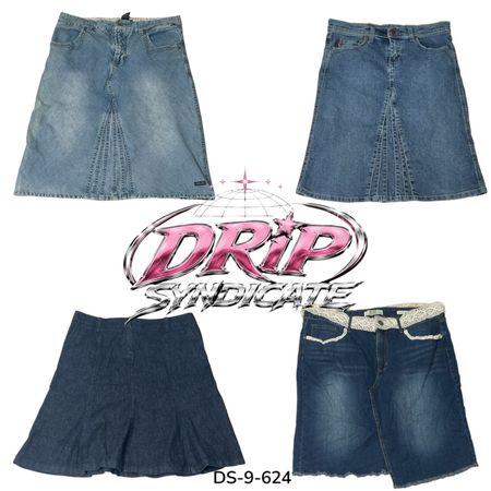 Low Rise Y2K Denim Midi Skirt (DS-9-624)