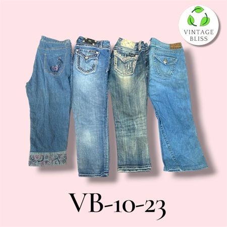 Y2K Embroidered Denim Capri Wholesale Bundle – 8 Pieces (VB-10-23)