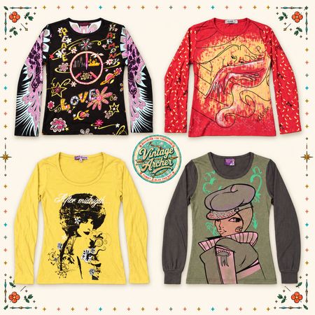 Retro Y2K Illustrated Girlcore Blouses :9pcs (M4)