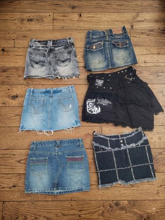 Vintage Y2K / Cyber Grunge Denim Skirt Collection | Assorted Styles(VM-170)