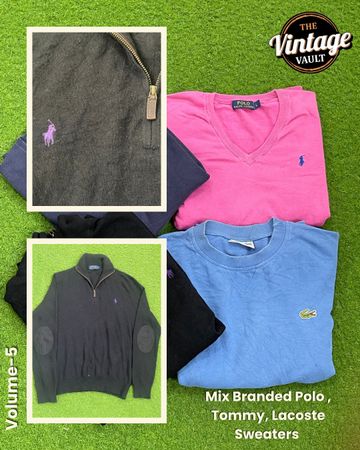 Pulls mixtes de marque de Ralph Lauren (Polo), Tommy et Lacoste, Volume : 5, 10 pièces