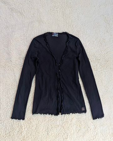 Y2K Dark Color Mesh Long Sleeve blouses